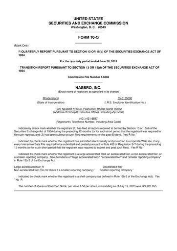 Vorschaubild Hasbro 10-Q Quartalsbericht 2013 