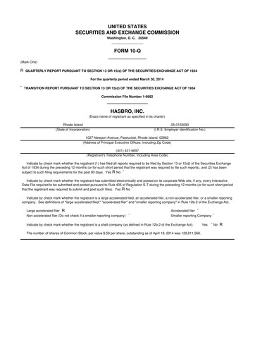 Vorschaubild Hasbro 10-Q Quartalsbericht 2014 