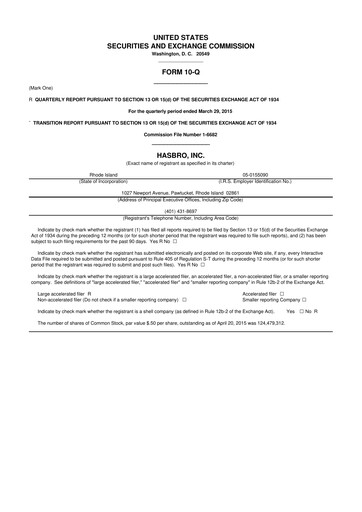 Vorschaubild Hasbro 10-Q Quartalsbericht 2015 