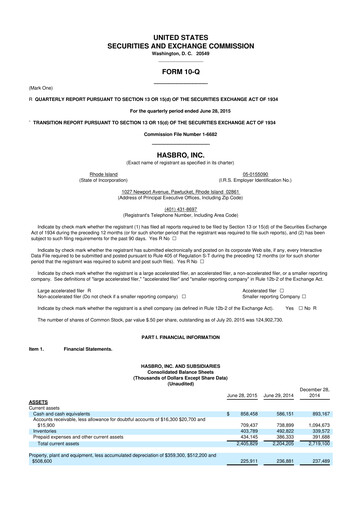 Vorschaubild Hasbro 10-Q Quartalsbericht  