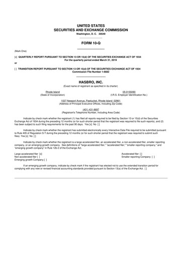 Vorschaubild Hasbro 10-Q Quartalsbericht 2019 