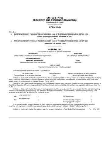 Vorschaubild Hasbro 10-Q Quartalsbericht 2021 