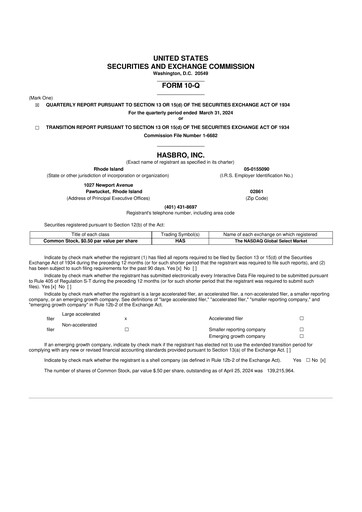 Vorschaubild Hasbro 10-Q Quartalsbericht 2024 