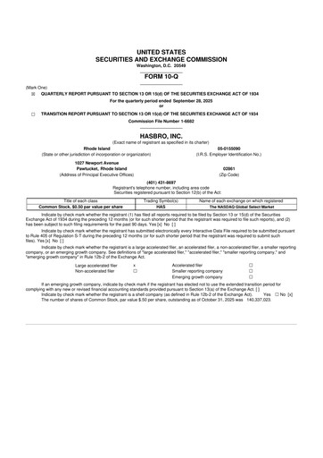 Vorschaubild Hasbro 10-Q Quartalsbericht 2025 