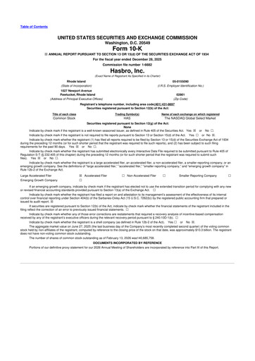 Thumbnail Hasbro 10-K Annual Report 2025