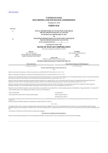 Thumbnail Bank of Hawaii
 10-K Annual Report 2017