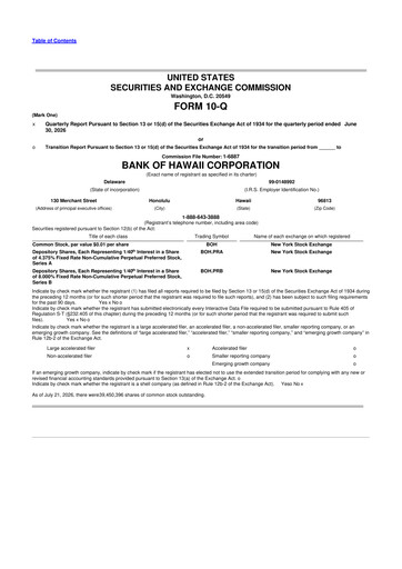 Thumbnail Bank of Hawaii
 10-Q Quarterly Report FY2026 