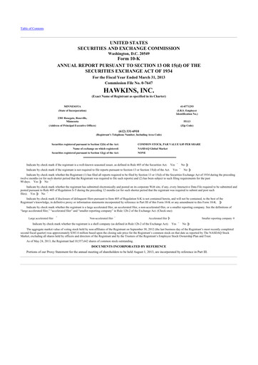 Thumbnail Hawkins 10-K Annual Report 2013