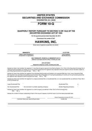 Thumbnail Hawkins 10-Q Quarterly Report FY2015 