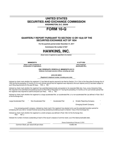 Thumbnail Hawkins 10-Q Quarterly Report FY2018 