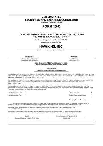 Thumbnail Hawkins 10-Q Quarterly Report FY2019 