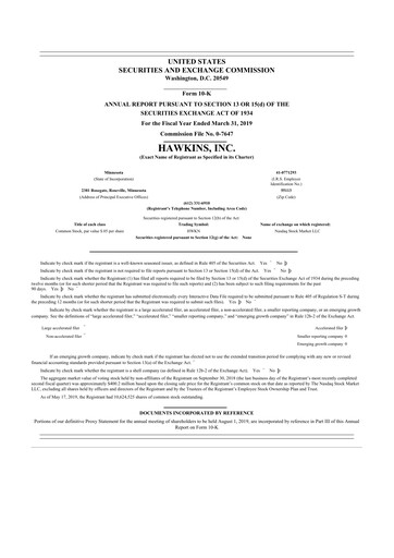 Thumbnail Hawkins 10-K Annual Report 2019