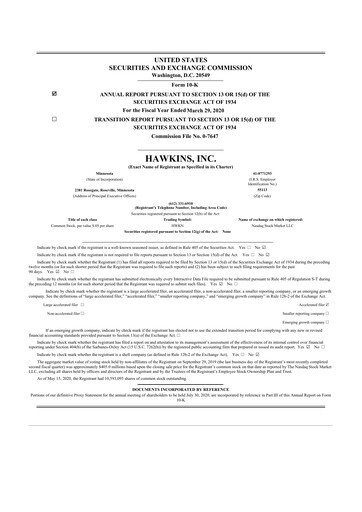 Thumbnail Hawkins 10-K Annual Report 