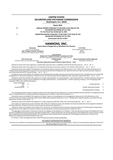 Thumbnail Hawkins 10-K Annual Report 2023