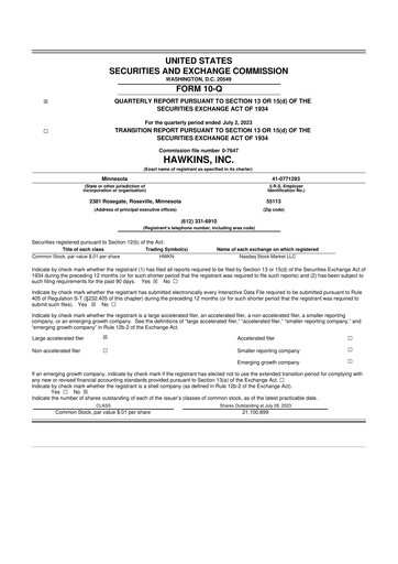 Thumbnail Hawkins 10-Q Quarterly Report FY2024 