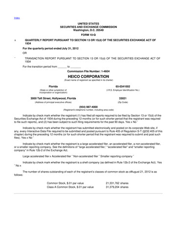 Thumbnail HEICO 10-Q Quarterly Report FY2012 