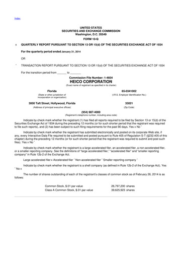 Thumbnail HEICO 10-Q Quarterly Report FY2014 