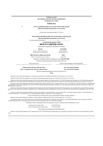 Miniature HEICO 10-K Rapport annuel 2014