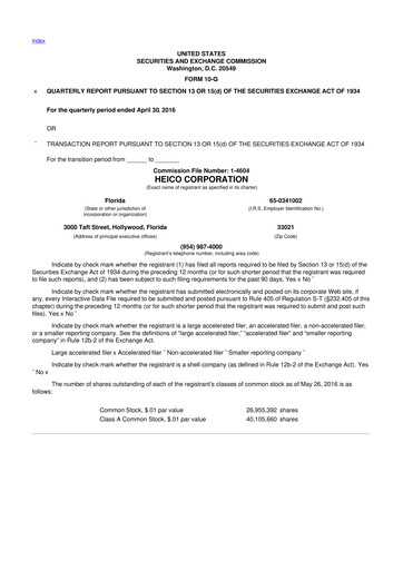 Thumbnail HEICO 10-Q Quarterly Report FY2016 