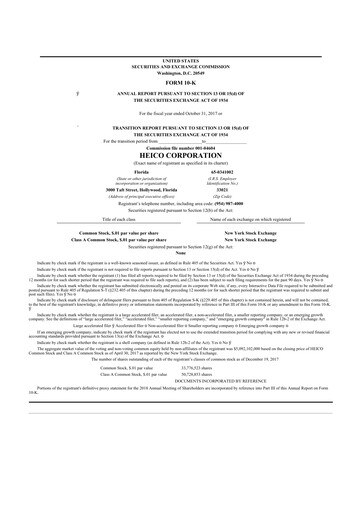 Miniature HEICO 10-K Rapport annuel 2017