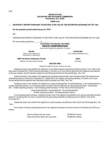 Thumbnail HEICO 10-Q Quarterly Report FY2019 