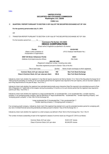 Thumbnail HEICO 10-Q Quarterly Report FY2019 