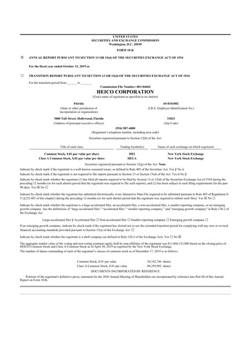 Miniature HEICO 10-K Rapport annuel 2019