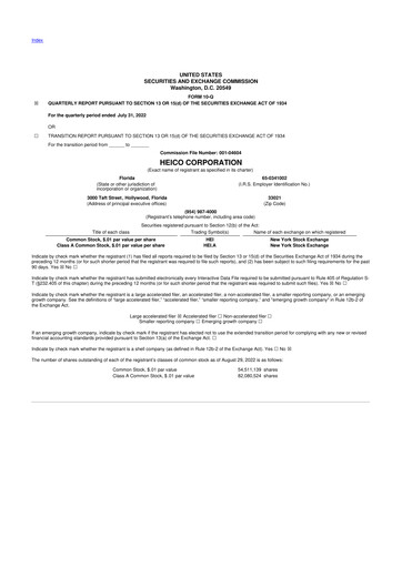 Thumbnail HEICO 10-Q Quarterly Report FY2022 