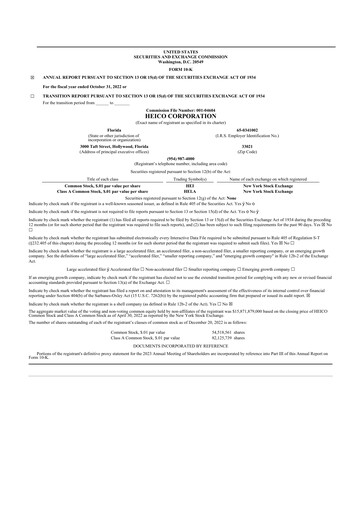 Miniature HEICO 10-K Rapport annuel 2022