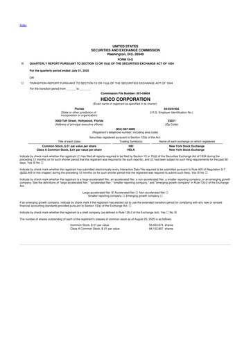 Thumbnail HEICO 10-Q Quarterly Report FY2025 