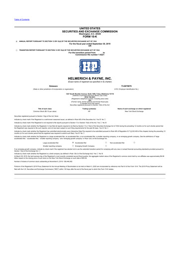 Thumbnail Helmerich & Payne

 10-K Annual Report 2019