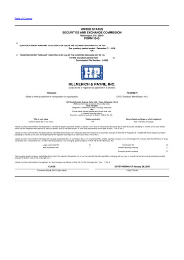 Thumbnail Helmerich & Payne

 10-Q Quarterly Report FY2020 