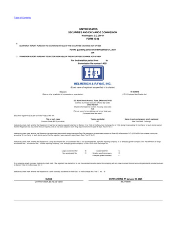 Thumbnail Helmerich & Payne

 10-Q Quarterly Report FY2025 