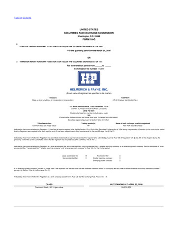 Thumbnail Helmerich & Payne

 10-Q Quarterly Report FY 