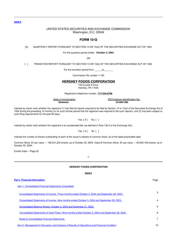 Miniature The Hershey Company 10-Q Rapport trimestriel  