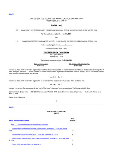 Miniature The Hershey Company 10-Q Rapport trimestriel  