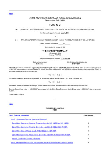 Miniature The Hershey Company 10-Q Rapport trimestriel  