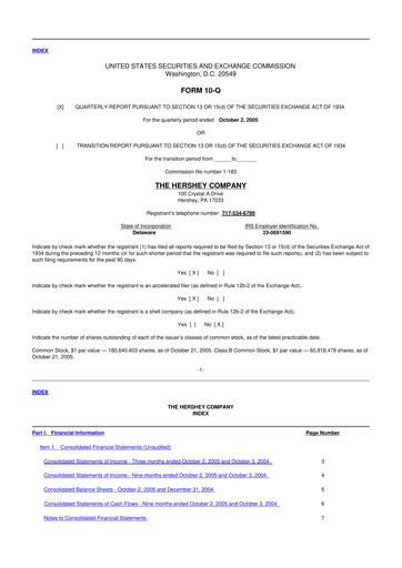 Miniature The Hershey Company 10-Q Rapport trimestriel  