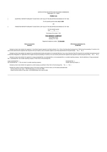 Miniature The Hershey Company 10-Q Rapport trimestriel  