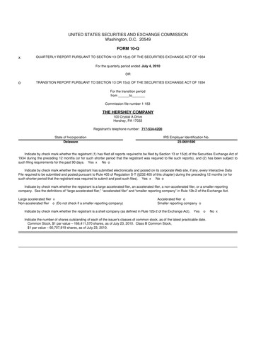 Miniature The Hershey Company 10-Q Rapport trimestriel 2010 