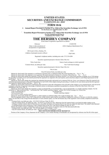 Thumbnail The Hershey Company 10-K Annual Report 2013