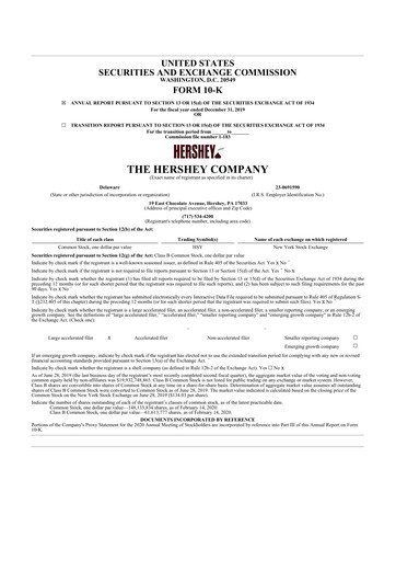 Thumbnail The Hershey Company 10-K Annual Report 2019