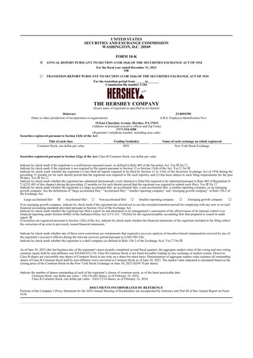 Thumbnail The Hershey Company 10-K Annual Report 2023