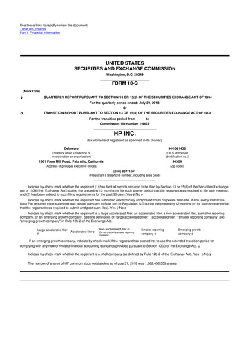 Miniature HP 10-Q Rapport trimestriel 2018 