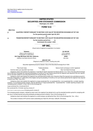 Miniature HP 10-Q Rapport trimestriel 2019 