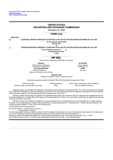 Miniature HP 10-Q Rapport trimestriel 2021 