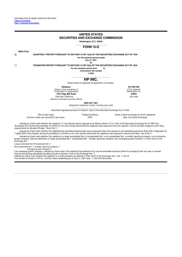 Miniature HP 10-Q Rapport trimestriel 2021 