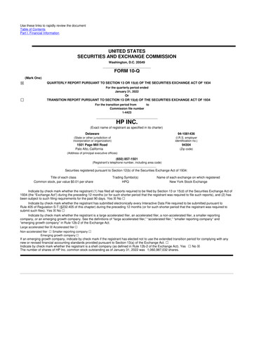 Miniature HP 10-Q Rapport trimestriel 2022 