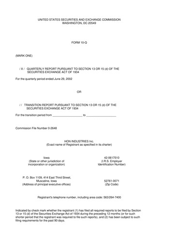 Miniature HNI Corporation
 10-Q Rapport trimestriel  