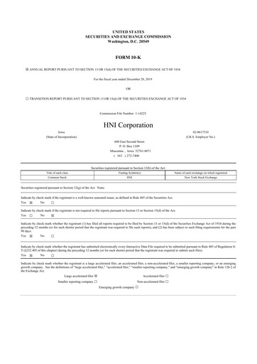 Thumbnail HNI Corporation
 10-K Annual Report 2019